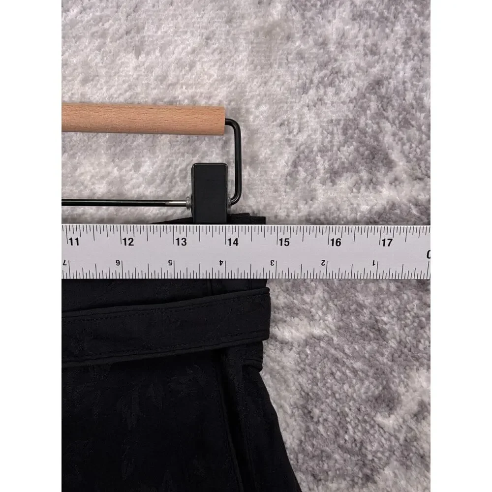 THE GREAT Pants 0 / XS Womens Black Floral Jacquard Tie Waist Cargo Pockets